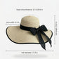 Wide Brim Straw Sun Hat with Bow Tie Summer Beach Floppy Hat UV Protection