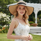 Wide Brim Straw Sun Hat with Bow Tie Summer Beach Floppy Hat UV Protection