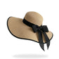 Wide Brim Straw Sun Hat with Bow Tie Summer Beach Floppy Hat UV Protection