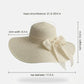 Wide Brim Straw Sun Hat with Bow Tie Summer Beach Floppy Hat UV Protection
