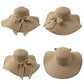 Wide Brim Straw Sun Hat with Bow Tie Summer Beach Floppy Hat UV Protection