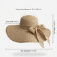 Wide Brim Straw Sun Hat with Bow Tie Summer Beach Floppy Hat UV Protection
