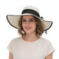 Wide Brim Straw Sun Hat with Bow Tie Summer Beach Floppy Hat UV Protection