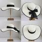 Wide Brim Straw Sun Hat with Bow Tie Summer Beach Floppy Hat UV Protection