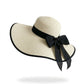 Wide Brim Straw Sun Hat with Bow Tie Summer Beach Floppy Hat UV Protection
