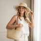Straw Sun Hat & Tote Bag Set, Wide Brim Beach Hat with Woven Summer Handbag