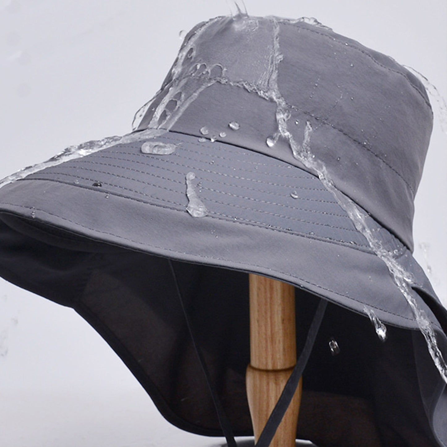 Wide Brim Sun Hat with Neck Flap Ponytail Opening Water Resistant Outdoor Hat for Women
