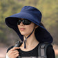 Wide Brim Sun Hat with Neck Flap Ponytail Opening Water Resistant Outdoor Hat for Women