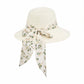Wide Brim Straw Sun Hat Floral Bow Ribbon Summer Beach Hat Adjustable Fit Lightweight