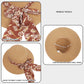 Wide Brim Straw Sun Hat Floral Bow Ribbon Summer Beach Hat Adjustable Fit Lightweight