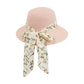 Wide Brim Straw Sun Hat Floral Bow Ribbon Summer Beach Hat Adjustable Fit Lightweight