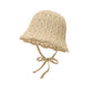 Crochet Bucket Sun Hat Wide Brim Knit Beach Hat Adjustable Chin Tie Summer Hat