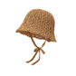 Crochet Bucket Sun Hat Wide Brim Knit Beach Hat Adjustable Chin Tie Summer Hat