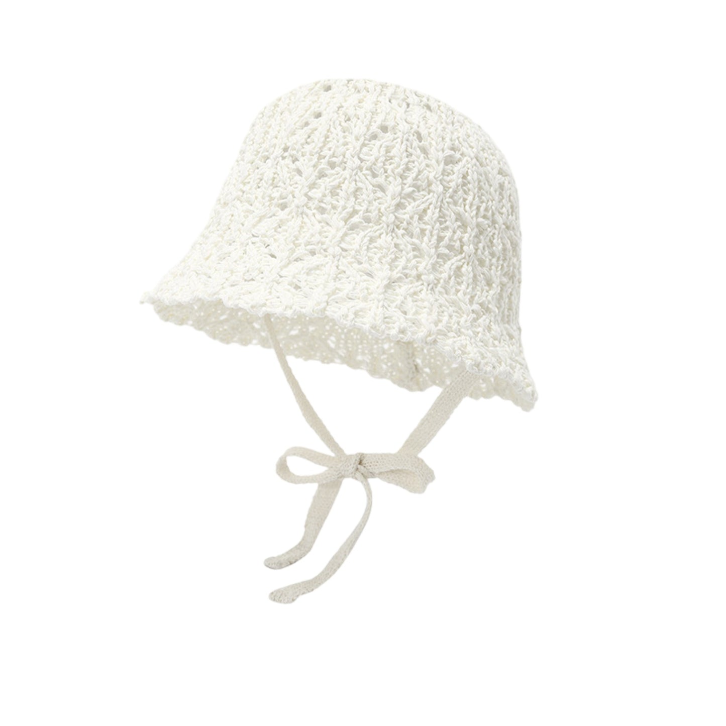 Crochet Bucket Sun Hat Wide Brim Knit Beach Hat Adjustable Chin Tie Summer Hat