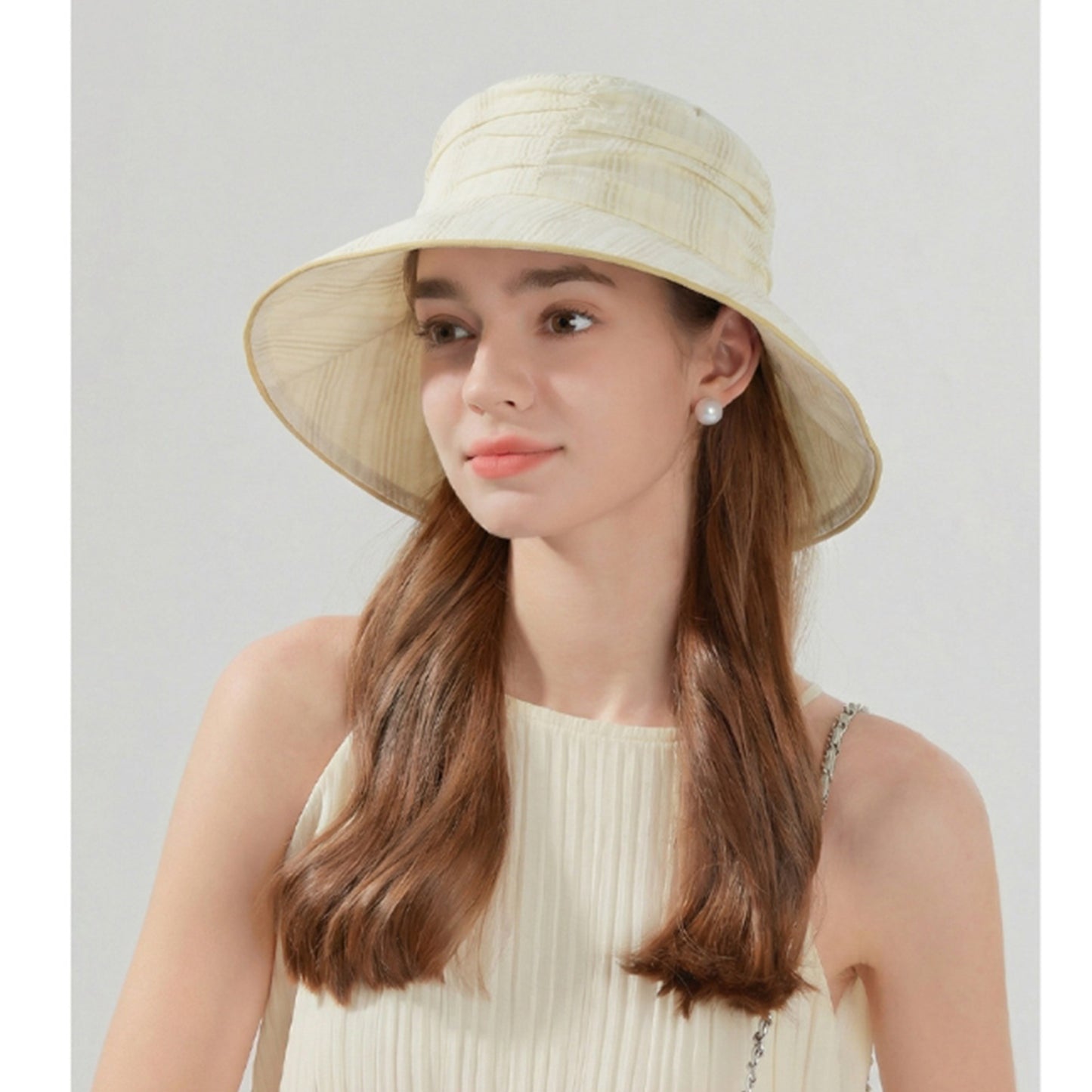 Lightweight Bucket Hat Wide Brim Sun Hat Breathable Mesh Lining Casual Summer Hat
