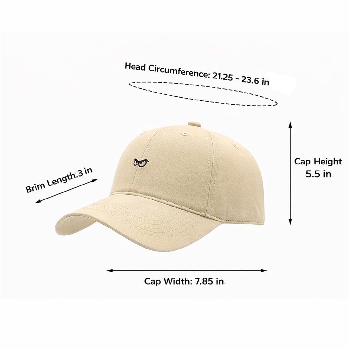 Cotton Baseball Cap Adjustable Strap Lightweight Embroidered Casual Everyday Hat