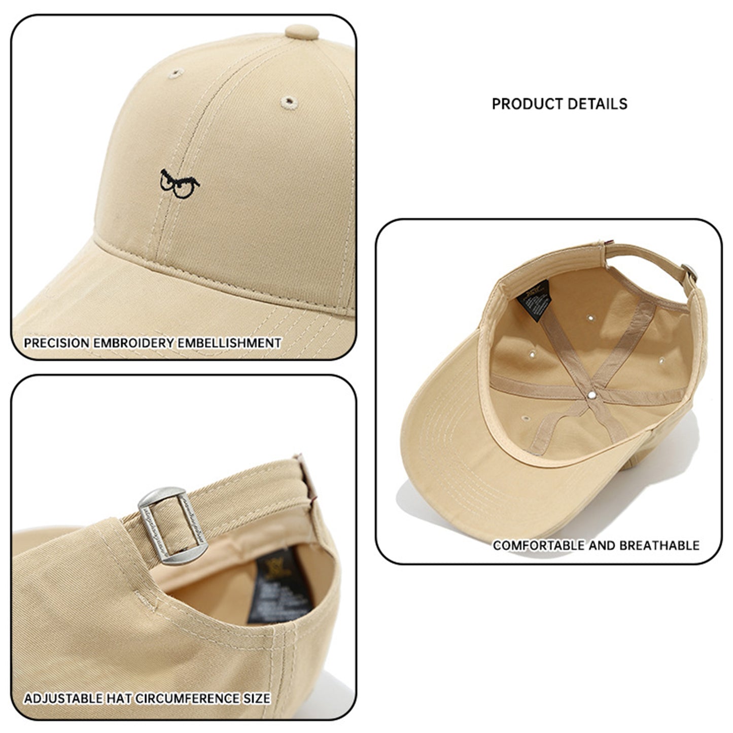 Cotton Baseball Cap Adjustable Strap Lightweight Embroidered Casual Everyday Hat