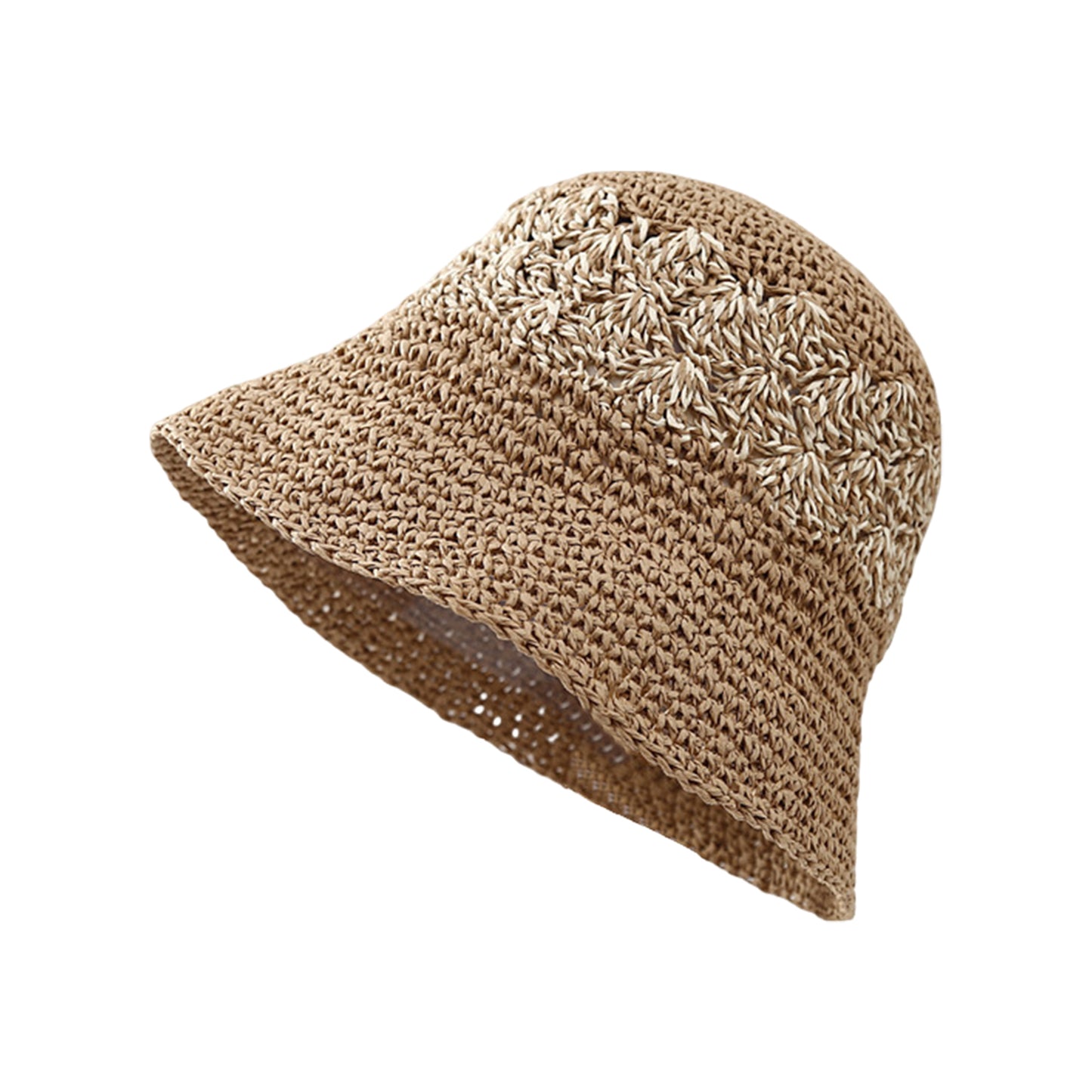 Straw Bucket Hat Woven Knit Breathable Sun Hat Adjustable Summer Hat