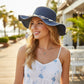 Wide Brim Straw Sun Hat Wavy Edge Shell Trim Beach Hat Adjustable Inner Band Packable Hat