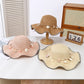 Wide Brim Straw Sun Hat Wavy Edge Shell Trim Beach Hat Adjustable Inner Band Packable Hat