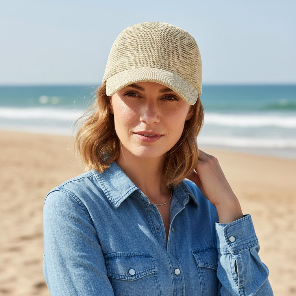 Women Straw Baseball Cap Lightweight Breathable Sun Hat Casual Summer Visor Hat