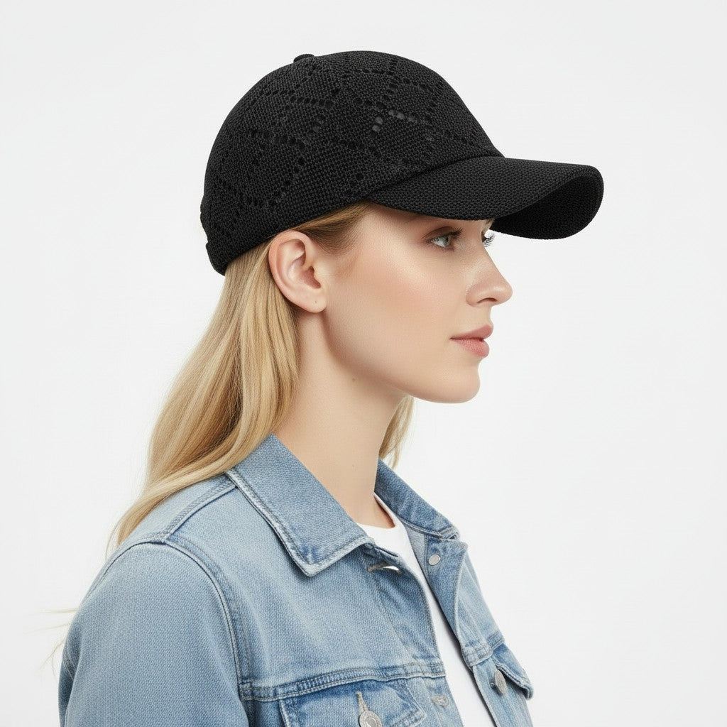 Women Woven Straw Baseball Hat Breathable Mesh Cap Lightweight Summer Sun Visor