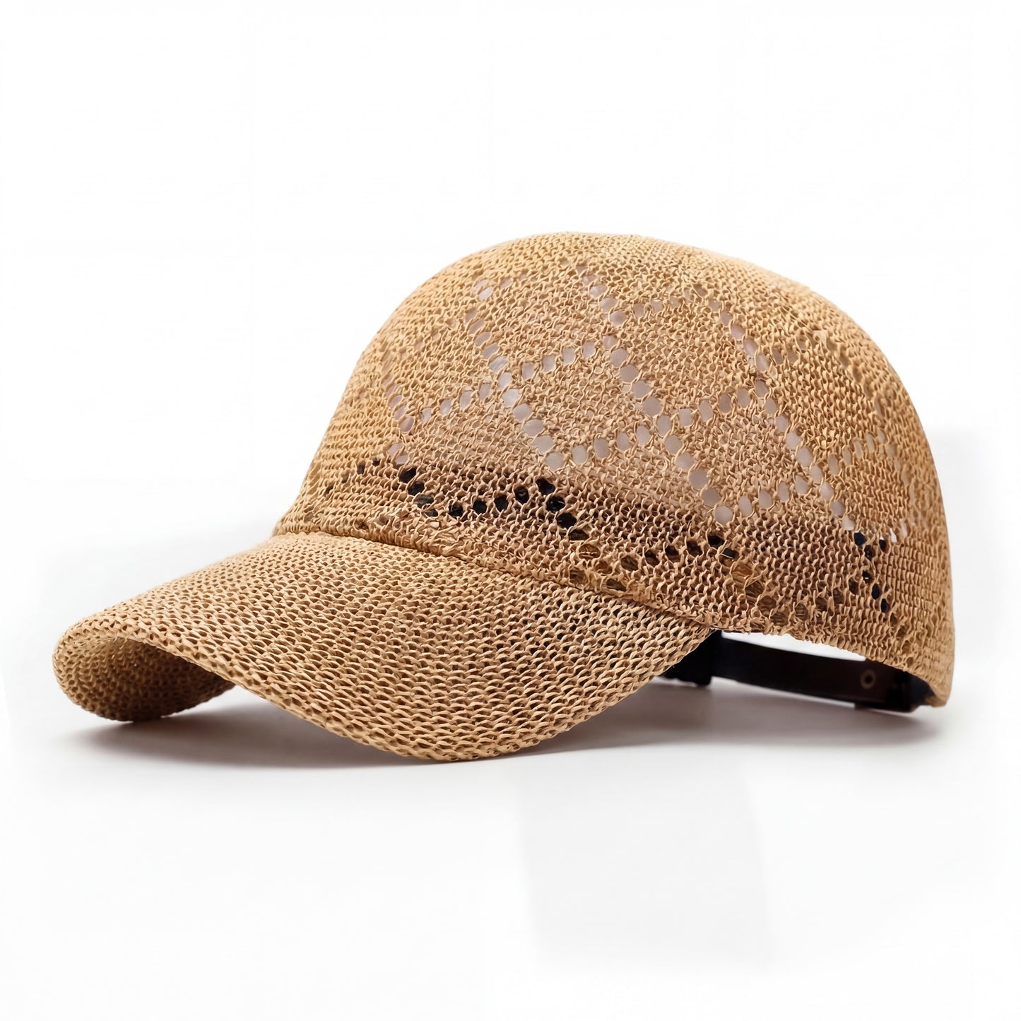 Women Woven Straw Baseball Hat Breathable Mesh Cap Lightweight Summer Sun Visor