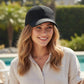 Women Straw Baseball Cap Woven Crown Fabric Brim Lightweight Breathable Summer Hat