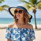 Women Straw Sun Hat Wide Brim Bow Ribbon Lightweight Woven Summer Beach Hat