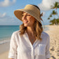 Women Straw Sun Visor Hat Wide Brim Open Top Adjustable Bow Lightweight Summer Hat