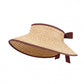 Women Straw Sun Visor Hat Wide Brim Open Top Adjustable Bow Lightweight Summer Hat