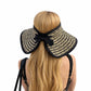 Women Straw Sun Visor Hat Wide Brim Contrast Trim Adjustable Bow Lightweight Summer Hat