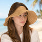 Women Straw Sun Visor Hat Wide Brim Rollable Packable Adjustable Open Top Summer Hat