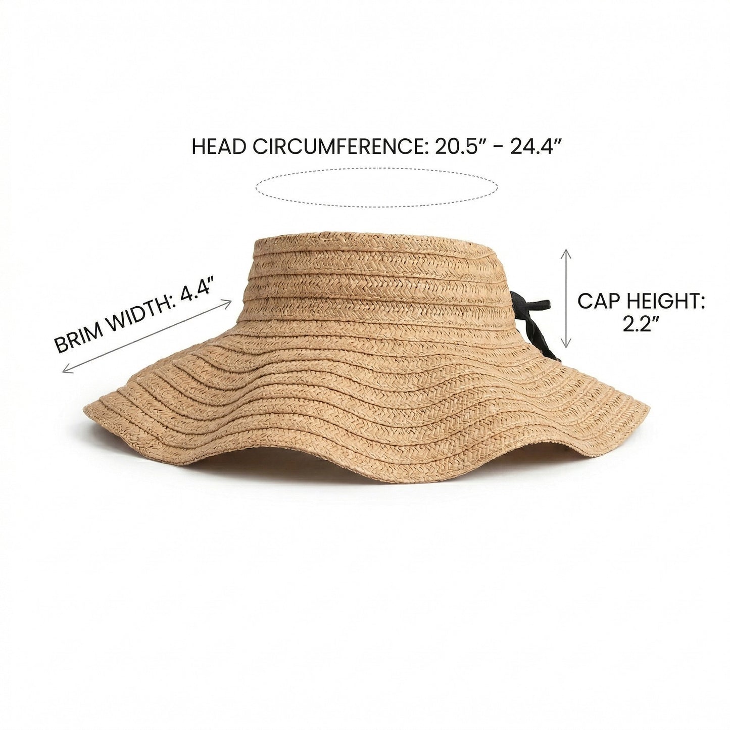 Women Straw Sun Visor Hat Wide Brim Rollable Packable Adjustable Open Top Summer Hat