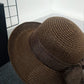 Women Straw Sun Hat Wide Brim Woven Beach Hat Bow Tie Detail Breathable Summer Hat