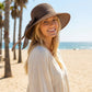 Women Straw Sun Hat Wide Brim Woven Beach Hat Bow Tie Detail Breathable Summer Hat