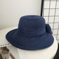 Women Straw Sun Hat Wide Brim Woven Beach Hat Bow Tie Detail Breathable Summer Hat