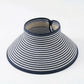 Roll-Up Straw Visor Hat Wide Brim Striped Sun Hat Bow Adjustable Open Top Beach Cap