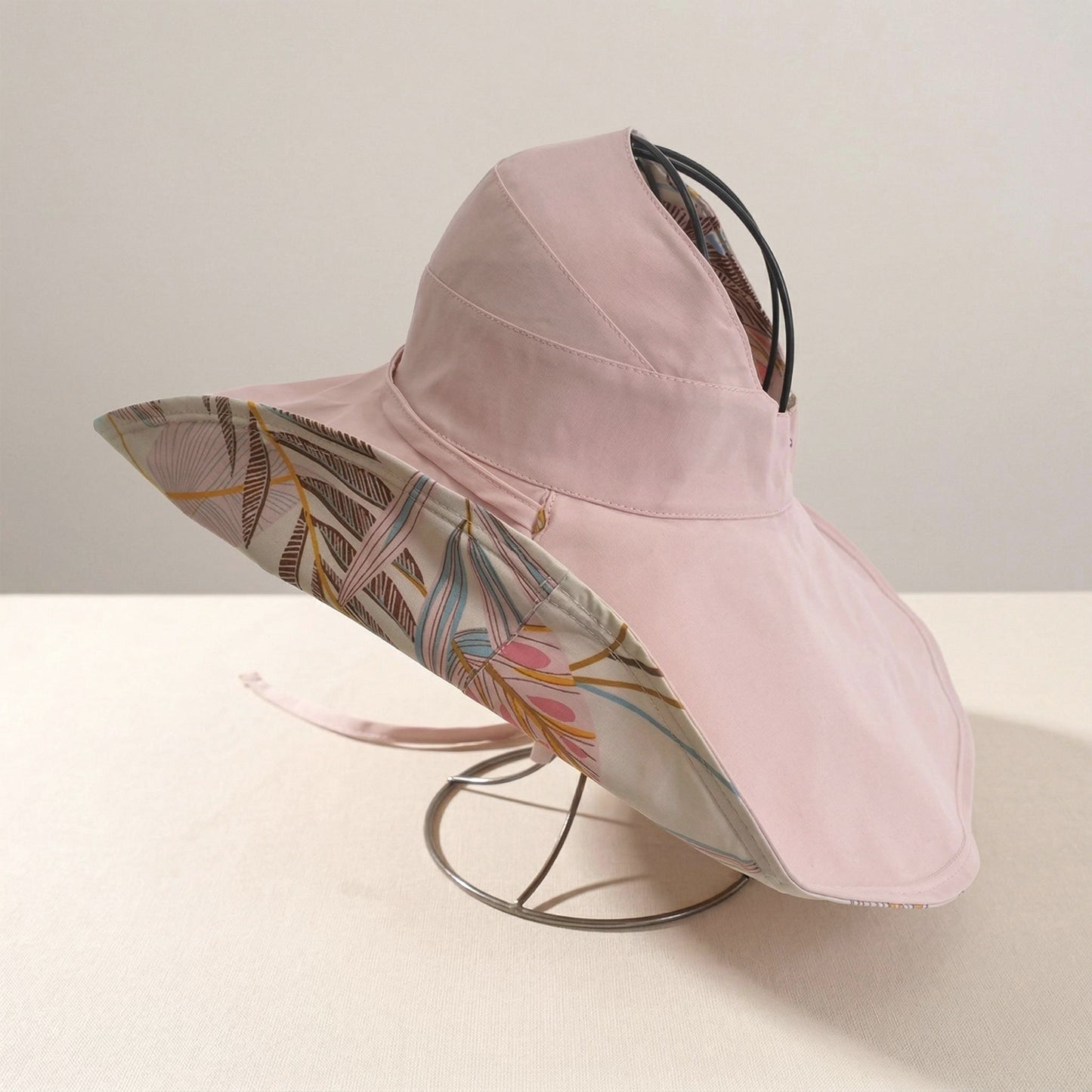 Reversible Wide Brim Sun Hat UV Protection Floral Print Beach Outdoor Bucket Hat