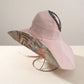 Reversible Wide Brim Sun Hat UV Protection Floral Print Beach Outdoor Bucket Hat
