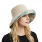 Reversible Floral Bucket Hat Wide Brim Sun Hat UV Protection Beach Travel Cap
