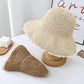 Women Straw Bucket Hat Wide Brim Lightweight Sun Hat with Lace Trim Detail