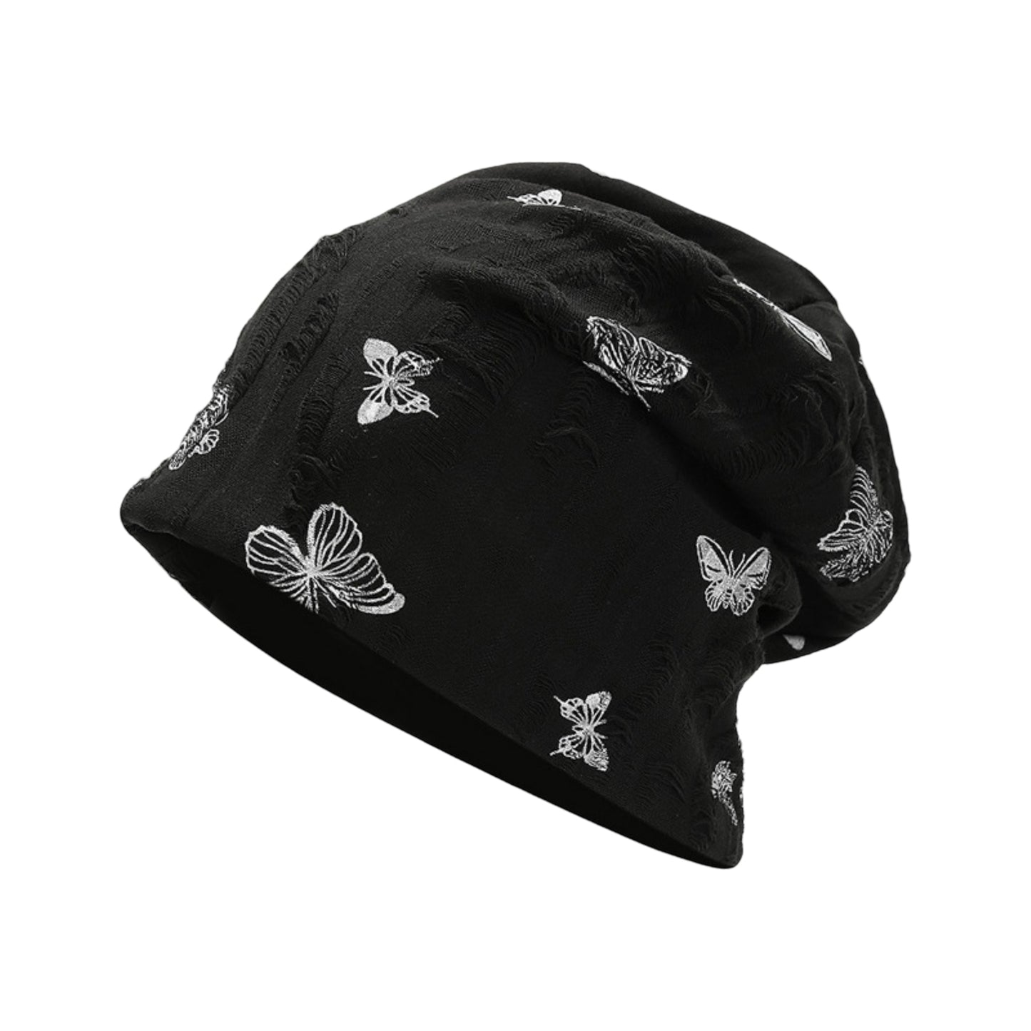 Women Butterfly Embroidery Slouchy Beanie Soft Lightweight Breathable Casual Hat
