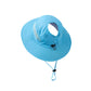 Women Wide Brim Sun Hat with Ponytail Opening Adjustable Chin Strap Breathable Mesh Panel