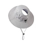 Women Wide Brim Sun Hat with Ponytail Opening Adjustable Chin Strap Breathable Mesh Panel
