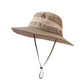Women Wide Brim Sun Hat with Ponytail Opening Adjustable Chin Strap Breathable Mesh Panel
