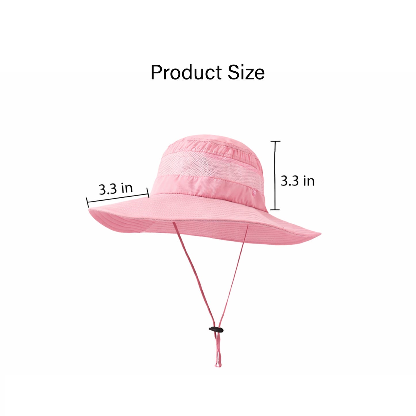 Women Wide Brim Sun Hat with Ponytail Opening Adjustable Chin Strap Breathable Mesh Panel