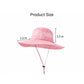 Women Wide Brim Sun Hat with Ponytail Opening Adjustable Chin Strap Breathable Mesh Panel