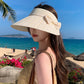 Women Wide Brim Visor Hat Pleated Design Adjustable Back Strap Sun Visor with Bow Detail