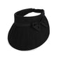 Women Wide Brim Visor Hat Pleated Design Adjustable Back Strap Sun Visor with Bow Detail